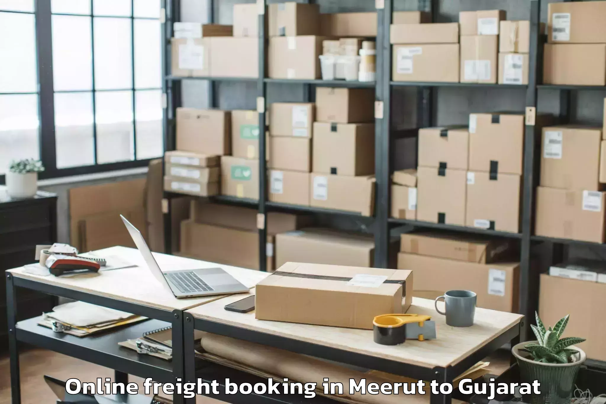 Comprehensive Meerut to Khambhaliya Online Freight Booking